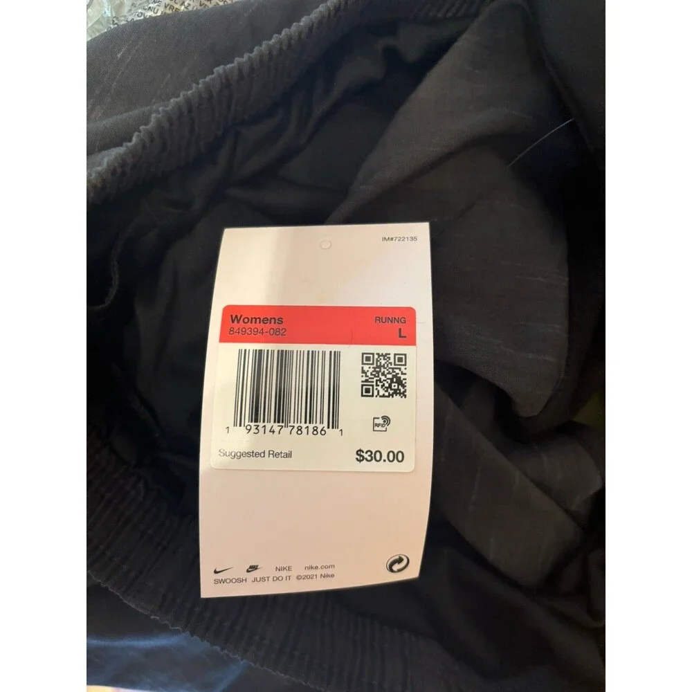 Nike Women's L Dri-Fit Running Shorts Gray Lined Drawstring NWT Athletic